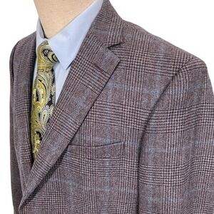 JOS A BANK RESERVE Blazer Mens 44R Burgundy Glen Plaid Tailor Lanificio di Pray
